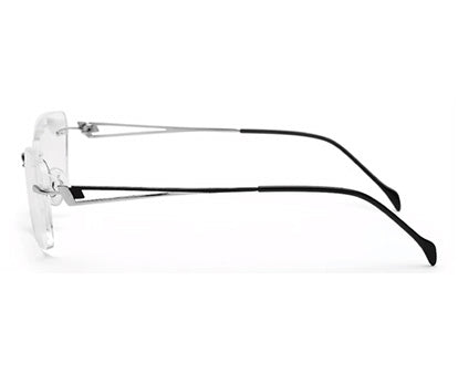 Silver Rectangle Rimless Metal Frame for Men & Women