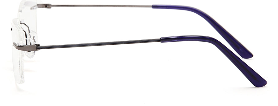 Gun Metal Rectangular Rimless Glasses Frames for Unisex