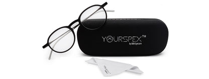 Black Oval Full Rim Metal Frame - Reading Eyeglasses