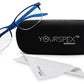 Blue Rectangle Half Rim Acetate Frame - Reading Eyeglasses