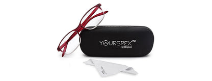 Wine Rectangle Half Rim Acetate Frame - Reading Eyeglasses