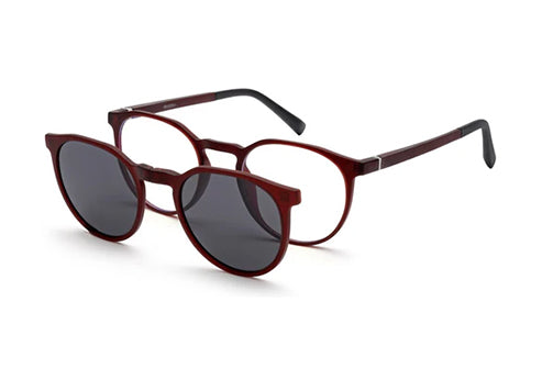 Wine Oval Clip-on Eyeglasses for Men and Women