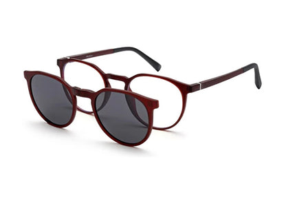 Wine Oval Clip-on Eyeglasses for Men and Women