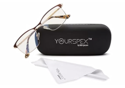 Brown Gold Tort Rectangle Eyeglasses for Men