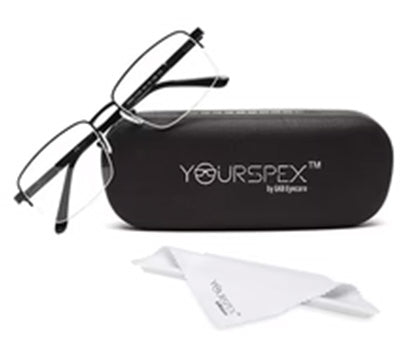 GLOSSY FINISH RECTANGLE MATTE BLACK SPECTACLE FRAMES