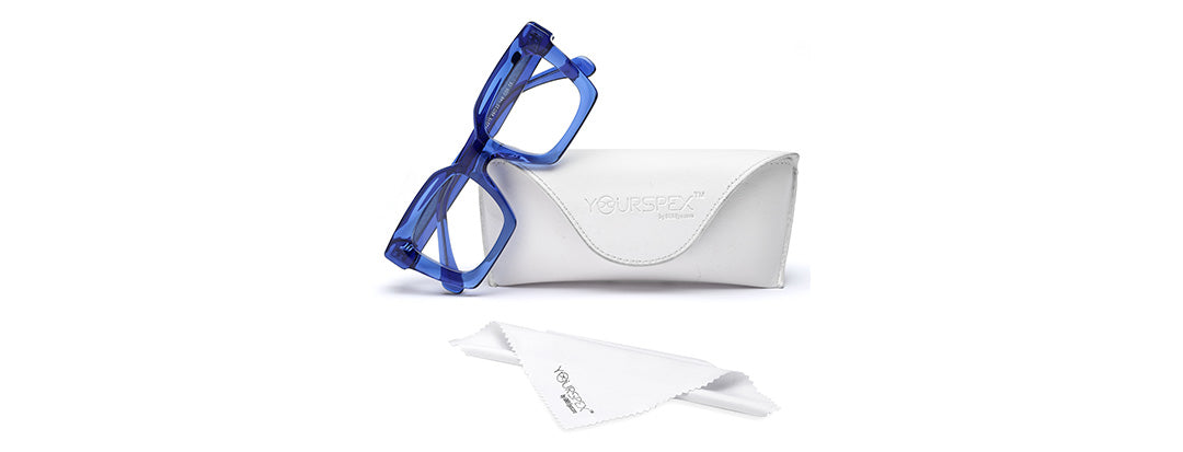 Thick Blue Square Full Rim Acetate Frame