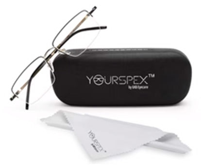 Gold Black Rectangle Half Rim Metal Frame for Men