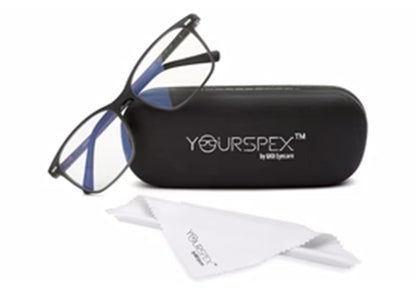 Black Matte Rectangle Clip-On Eyeglasses for Men and Women