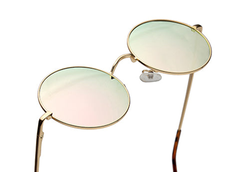 Peach Green Mirror Metal UV Sunglasses