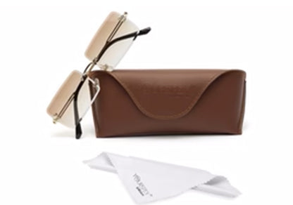 Gradient Brown Rimless Rectangle Sunglass for Men and Women