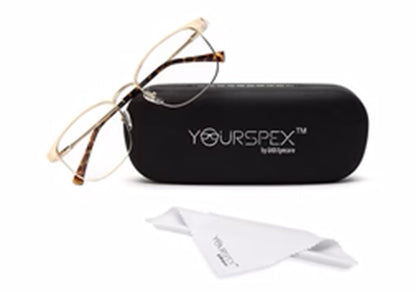 GOLDEN CLUBMASTER EYEGLASSES WITH TORT TEMPLE