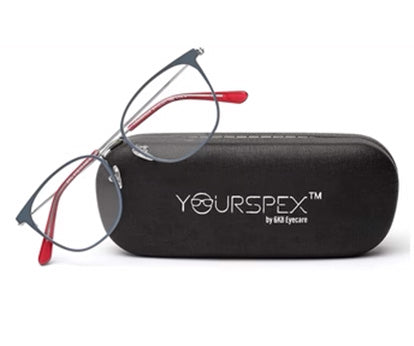 Stylish Grey Oval Frame with Red Temple
