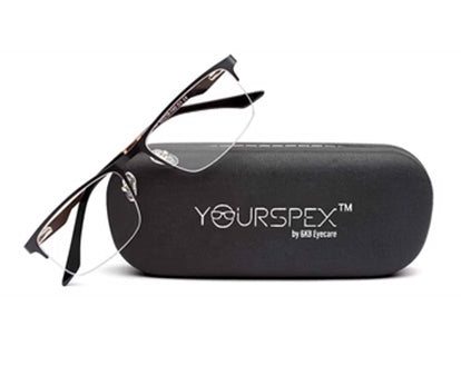 Black Half-Rim Rectangle Eyeglasses for Men
