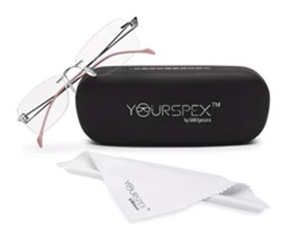 Pink Rectangle Rimless Metal Frame for Women