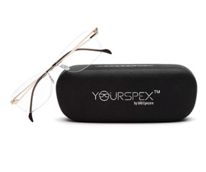 Brown Rectangle Rimless Metal Frame for Men & Women