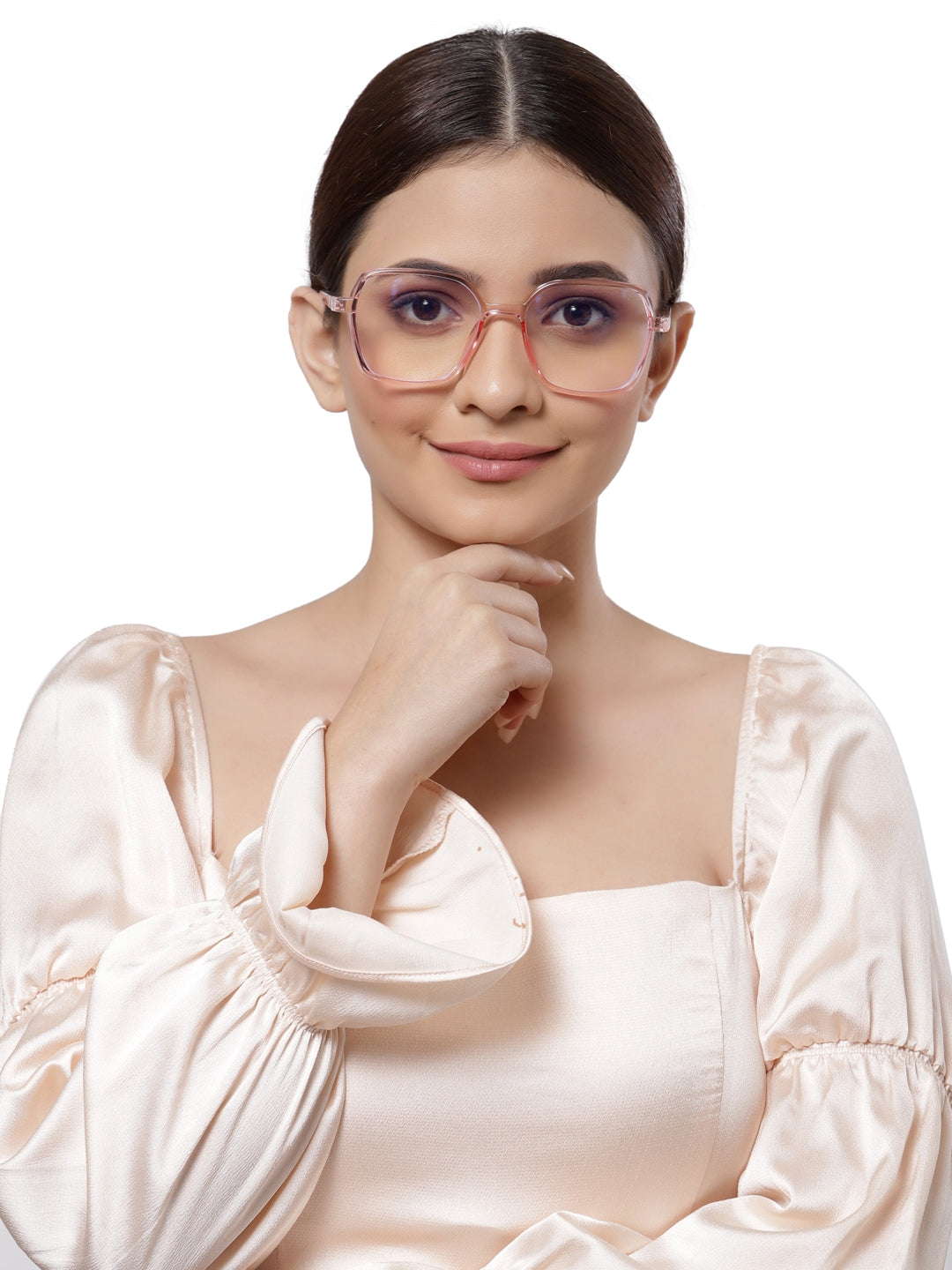 Pink Square Full Rim Acetate Glass Frame for Women