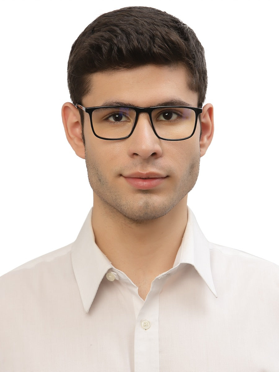 Black Square Shaped Acetate Eyeglasses Frames for Men