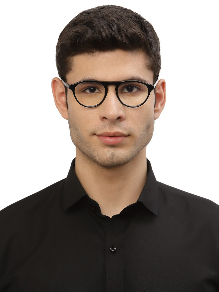 Black MOD Aviator Style Acetate Eyeglasses Frames for Men