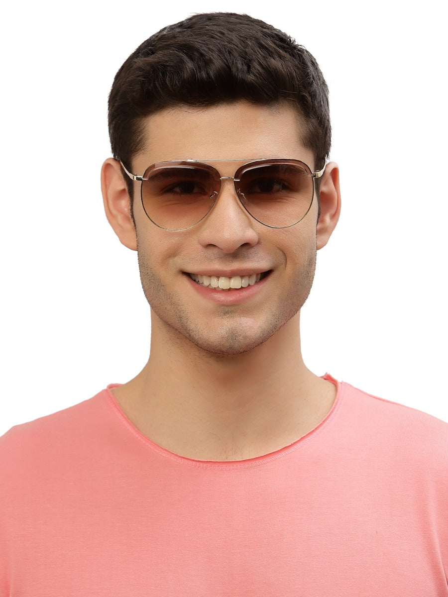 Light Brown Shade Aviator Style UV Sunglasses