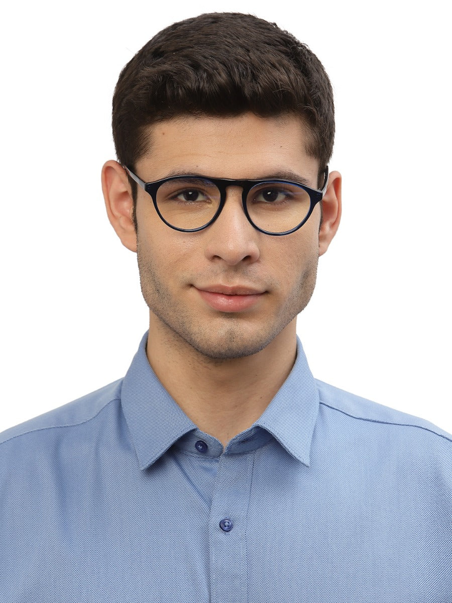 Blue MOD Aviator Style Acetate Eyeglasses Frames for Men