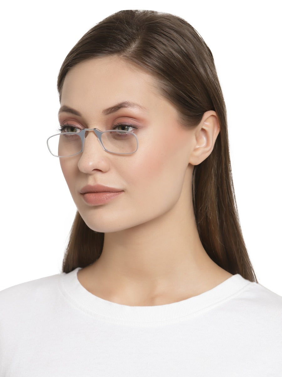 Grey Nose clip Reading eyeglasses with case