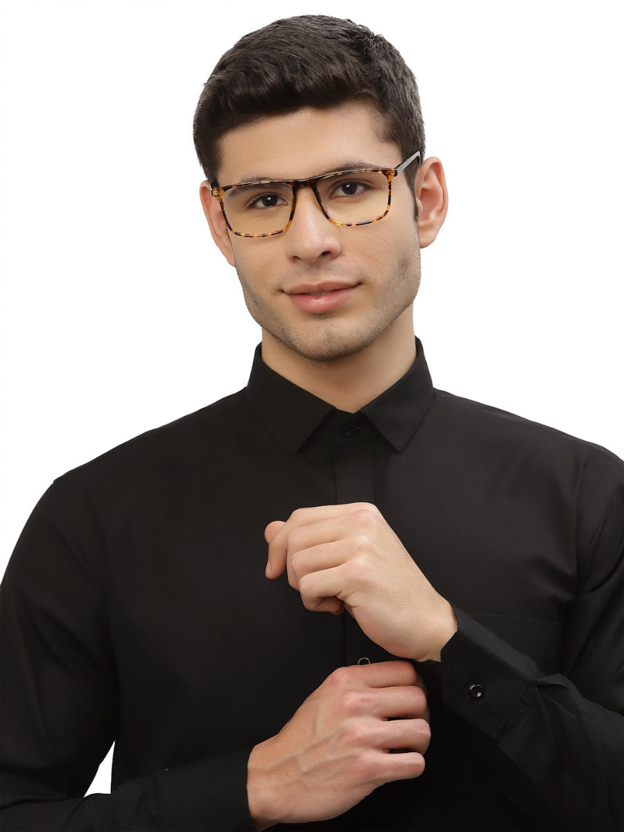 Brown Tortoise Square Shaped Acetate Eyeglasses Frames for Men