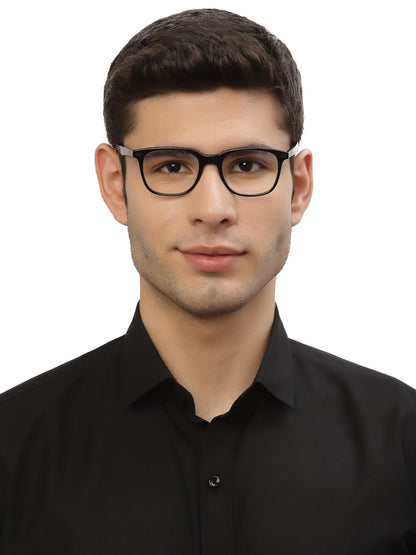 Black Wayfarer Style Acetate Eyeglass Frame for Men