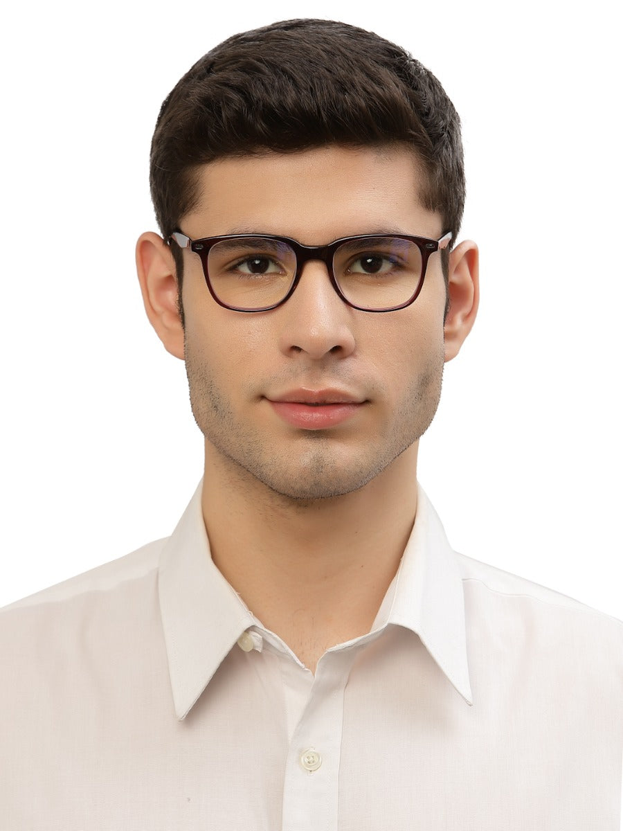 Grey Brown Wayfarer Style Acetate Eyeglass Frame for Men