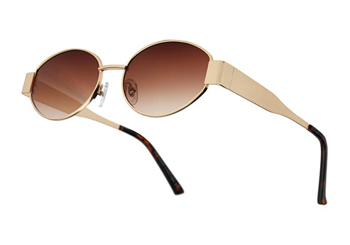 Gold Polarized Oval UV Sunglass