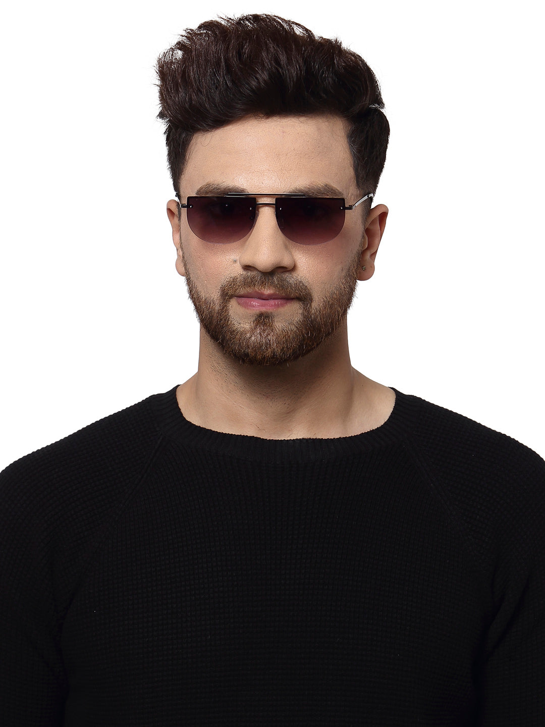 Gradient Black Half Oval UV Sunglass