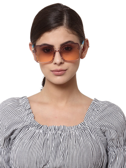 Light Pink Brown Large Squared UV Sunglass