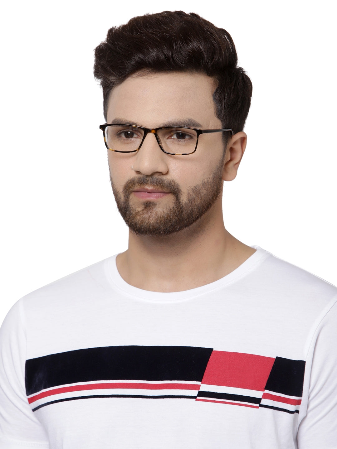 Brown Tort. Rectangle Full Rim Acetate Eyeglass Frame for Men