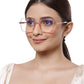 Pink Square Full Rim Acetate Glass Frame for Women