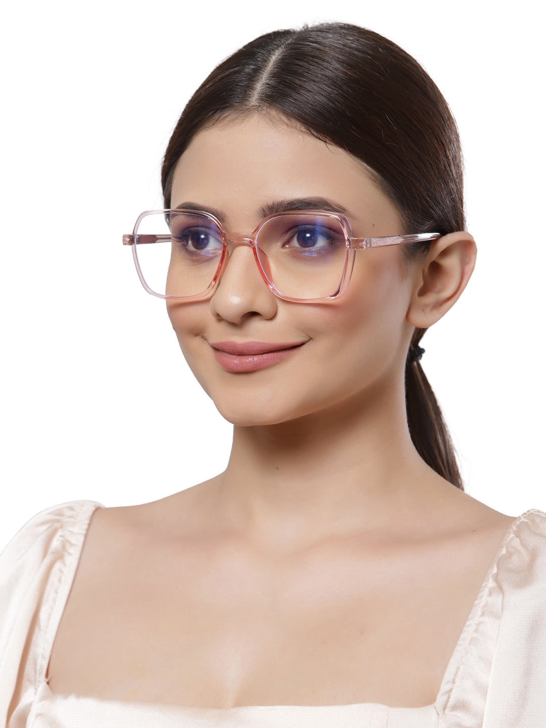 Pink Square Full Rim Acetate Glass Frame for Women