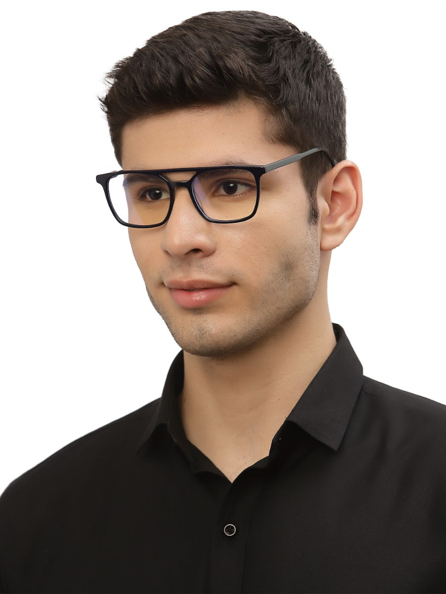 YourSpex Blue Black MOD Aviator Style Acetate Men Eyeglasses Frame for Men