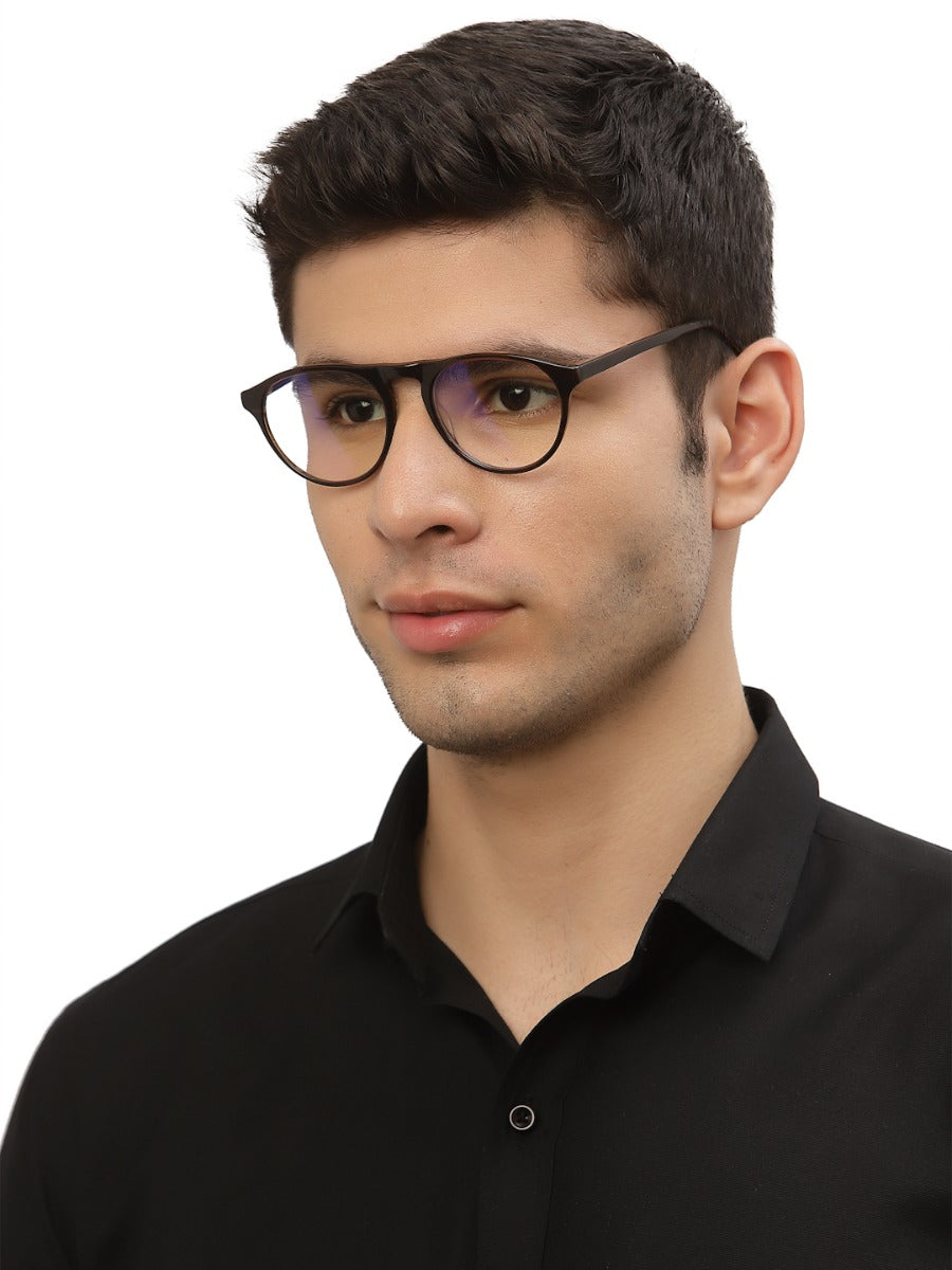 Brown Black MOD Aviator Style Acetate Eyeglasses Frames for Men