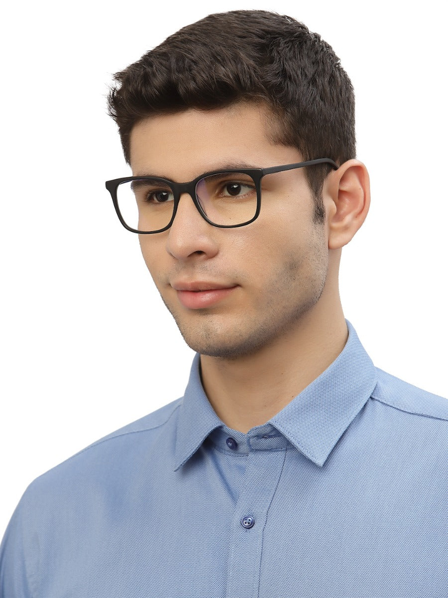 Black Squared Shape Acetate Eyeglasses Frames for Men