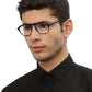 Black MOD Aviator Style Acetate Eyeglass Frame for Men