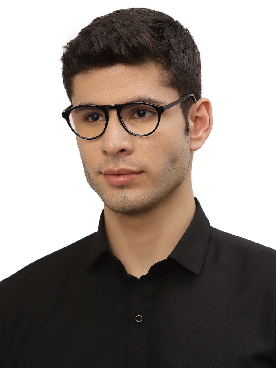 Black MOD Aviator Style Acetate Eyeglasses Frames for Men