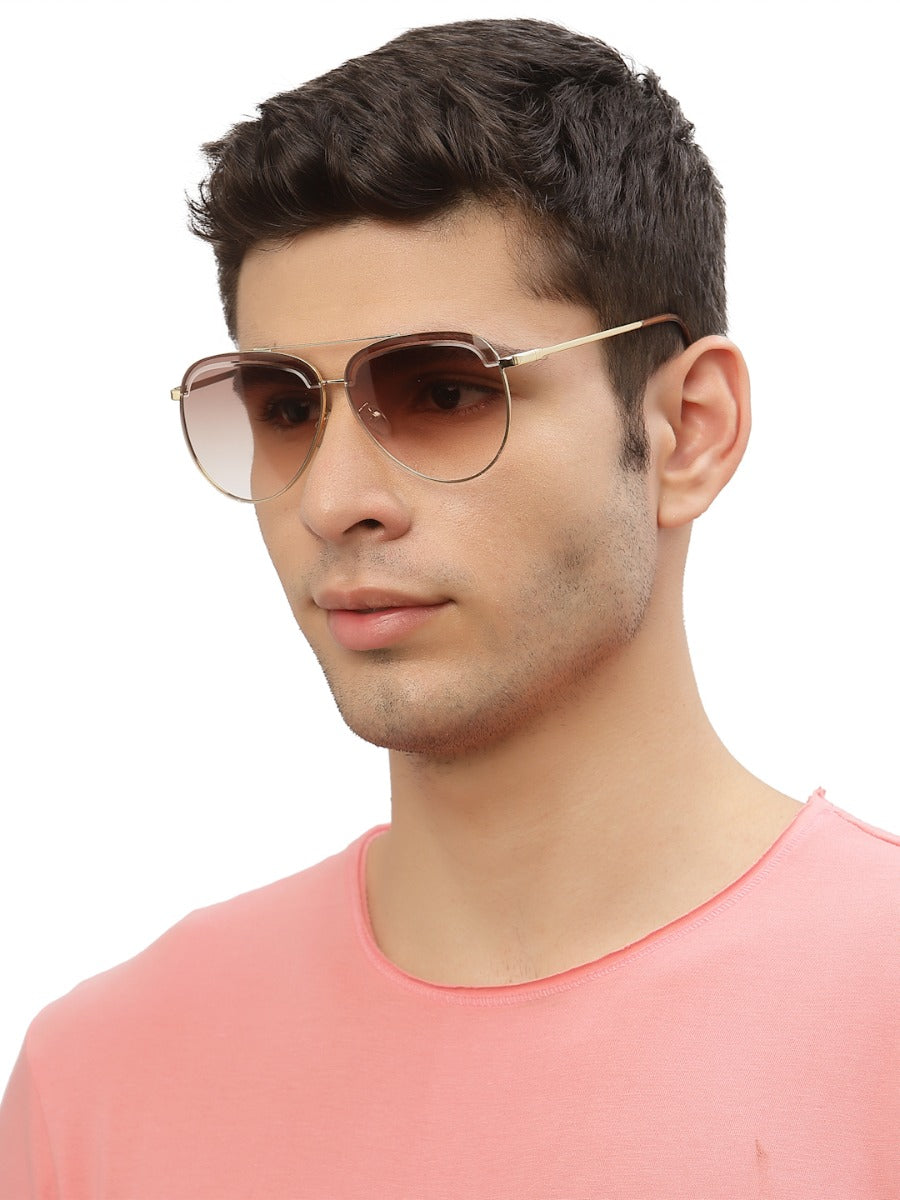 Light Brown Shade Aviator Style UV Sunglasses