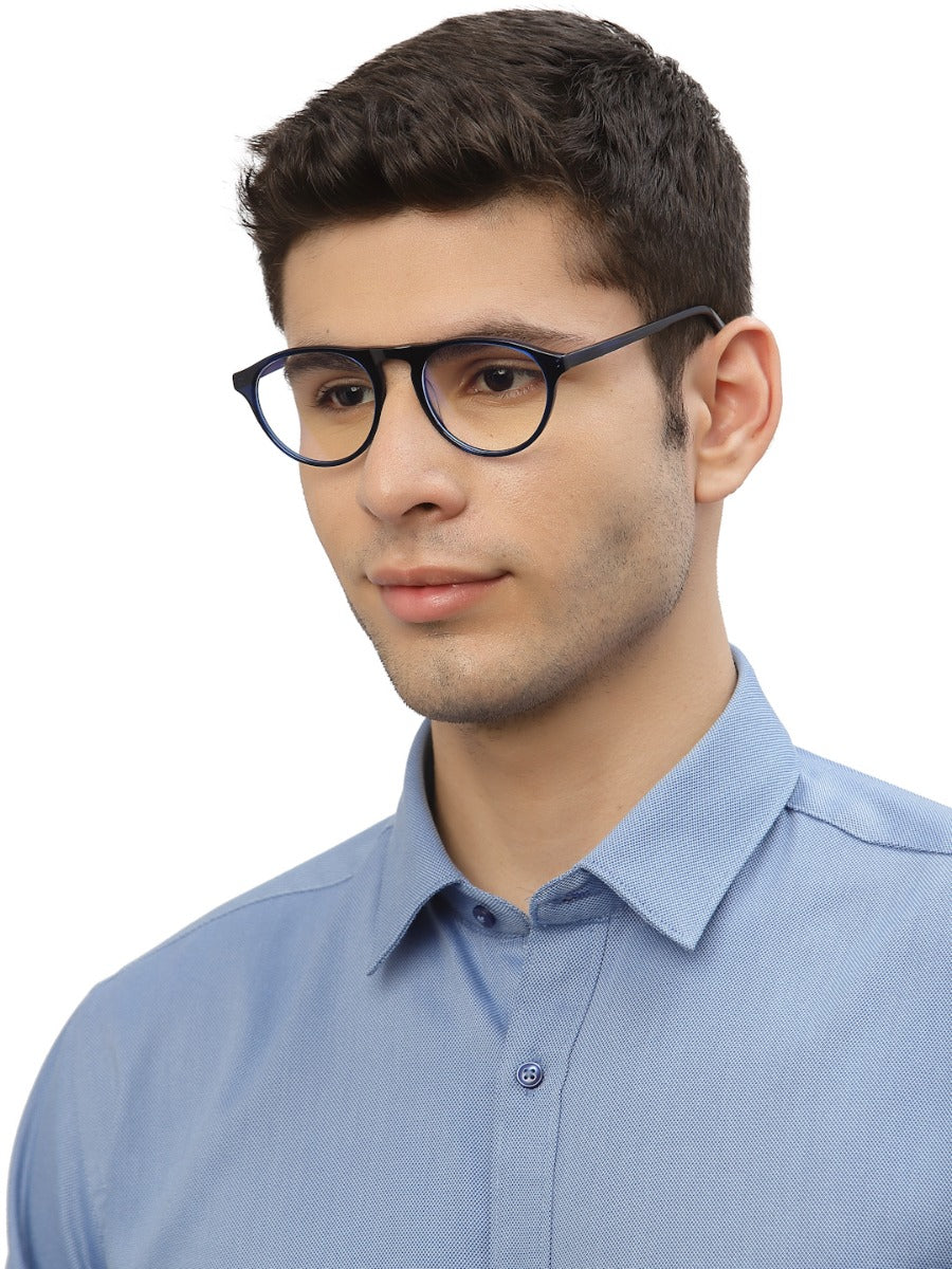 Blue MOD Aviator Style Acetate Eyeglasses Frames for Men