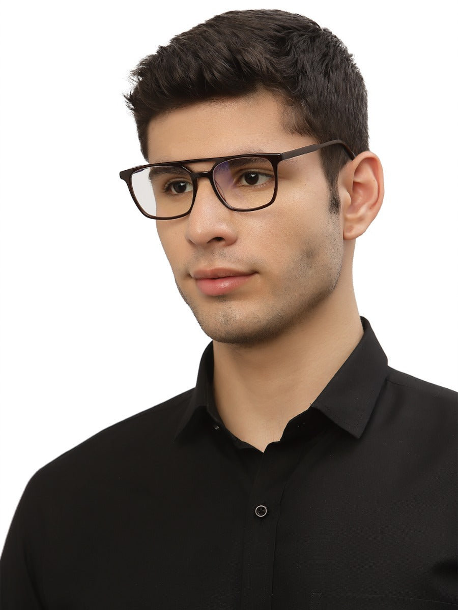 Brown MOD Aviator Style Acetate Eyeglasses Frames for Men