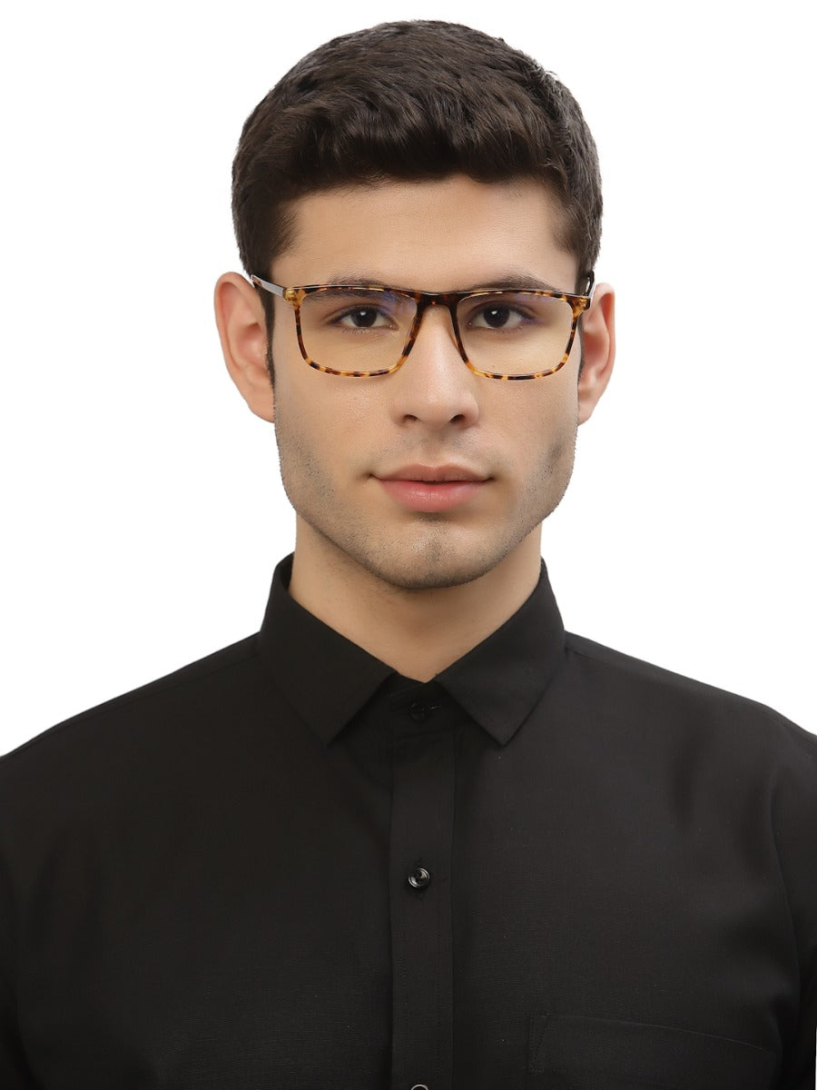 Brown Tortoise Square Shaped Acetate Eyeglasses Frames for Men