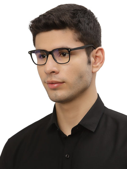 Black Wayfarer Style Acetate Eyeglass Frame for Men