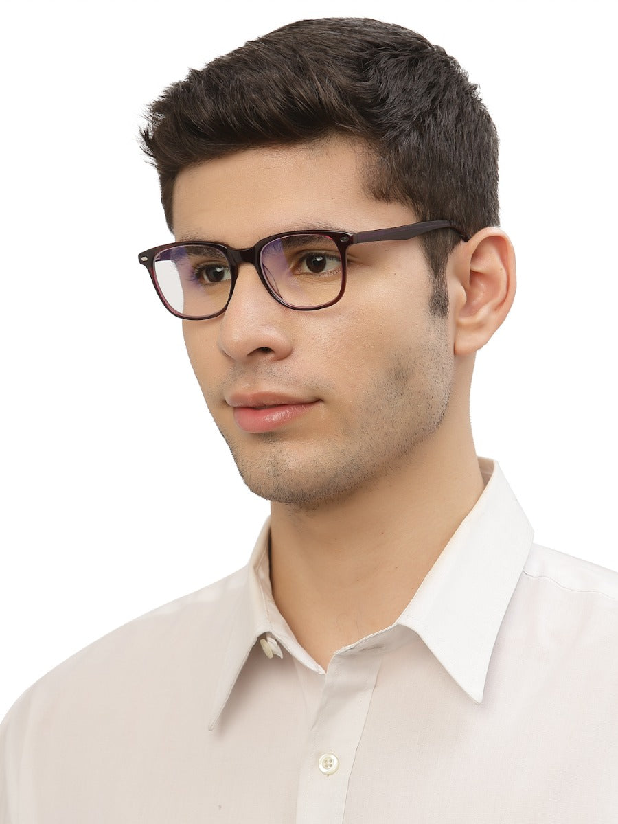 Grey Brown Wayfarer Style Acetate Eyeglass Frame for Men