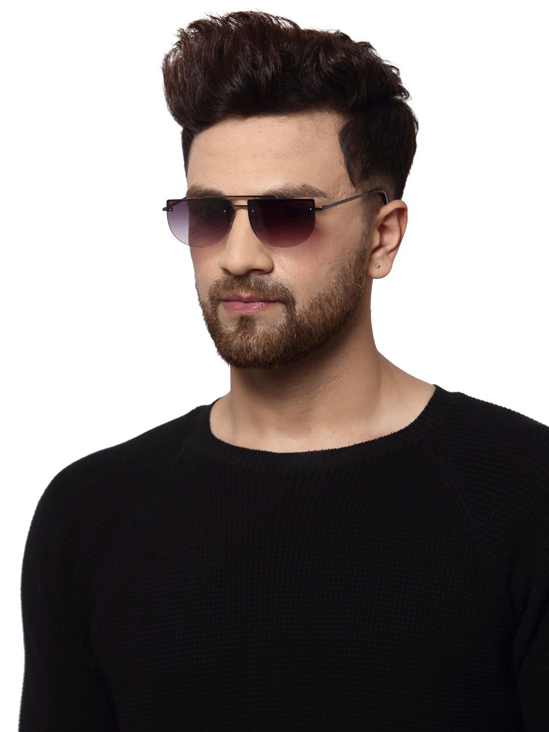 Gradient Black Half Oval UV Sunglass