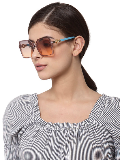 Light Pink Brown Large Squared UV Sunglass