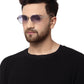 Gradient Blue Hexagon Silver Frame UV Sunglasses with for Men