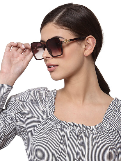 Gradient Brown Large Squared UV Sunglass