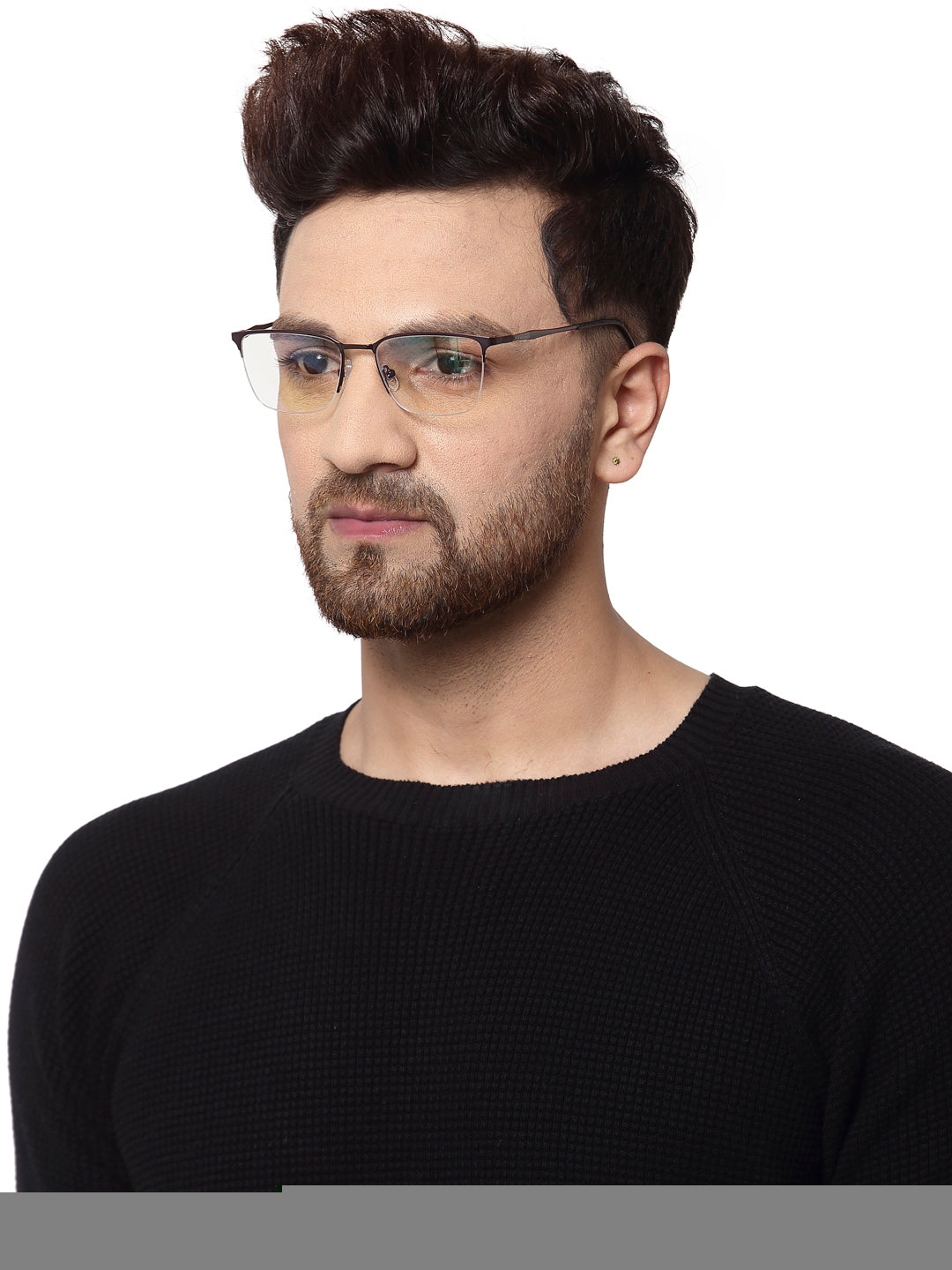 Gunmetal Wayfarer Half Rim Frame for Unisex